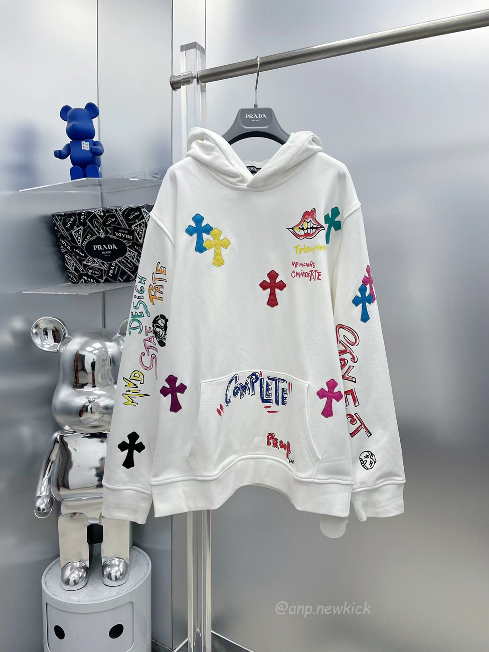 Chrome Hearts Multi Color Cross Hoodie Black White Gray (16) - newkick.app